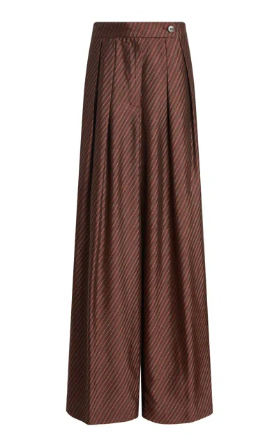 Dries Van Noten Pamplona Pleated Wide-leg Pants In Burgundy