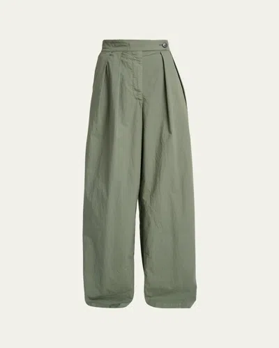 Dries Van Noten Pamplona Pleated Wide-leg Pants In Sage