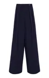 Dries Van Noten Pamplona Pleated Wool-mohair Twill Wide-leg Pants In Black