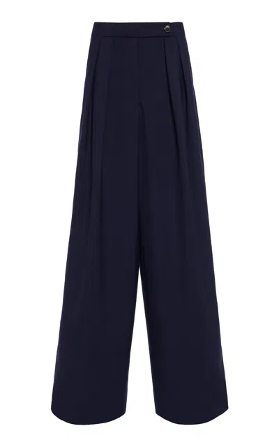 Dries Van Noten Pamplona Pleated Wool-mohair Twill Wide-leg Pants In Black