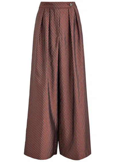Dries Van Noten Pamplona Stripe-jacquard Wide-leg Trousers In Burgundy