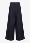 Dries Van Noten Wide-leg Pleated Front Belt Loops Trousers In Blue