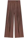 Dries Van Noten Wide Burgundy Trousers With Stripes And Pleats Women In Red