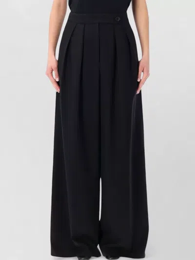 Dries Van Noten Pamplona Wide Leg Trousers Pleats Buttons Pockets In Black