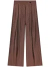 Dries Van Noten Wide Burgundy Trousers With Stripes And Pleats Women In Red