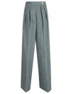 Dries Van Noten High Waist Wide Leg Trousers With Button Detail In Blue