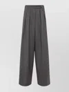 Dries Van Noten High Waist Wide Leg Trousers With Button Detail In Gray