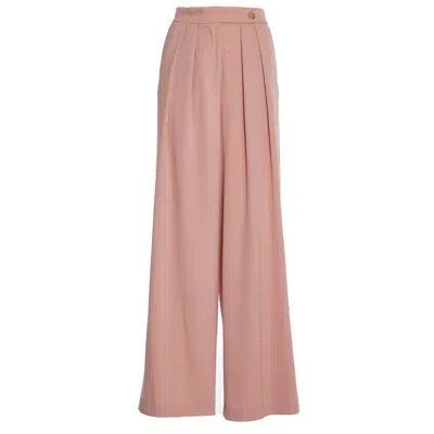 Dries Van Noten High Waist Wide Leg Trousers With Button Detail In Old Rose