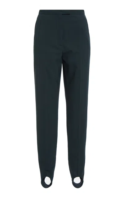Dries Van Noten Pandora Stirrup Wool-blend Pants In Dark Green