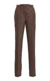 Dries Van Noten Pandoris Button-detailed Jacquard Skinny Pants In Brown