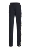 Dries Van Noten Pandoris Embellished Wool Skinny Pants In Navy