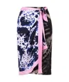 Dries Van Noten Paneled Printed Silk-twill Midi Wrap Skirt In Black