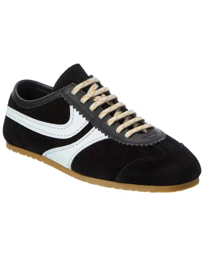 Dries Van Noten Leather And Suede Low-top Sneakers In Black