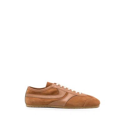 Dries Van Noten Panelled Lace-up Suede Sneakers In Brown