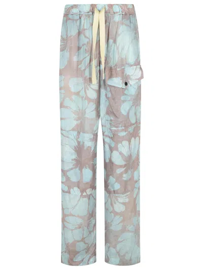 Dries Van Noten Pannoch Blue Viscose Pants In Light Blue