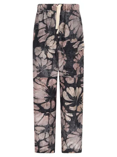 Dries Van Noten Wide Leg Floral Cargo Trousers In Pin