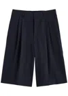 Dries Van Noten Wool Panrom Bermuda Shorts In Blue