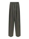Dries Van Noten Wide Gray Wool Palazzo Pants In Green