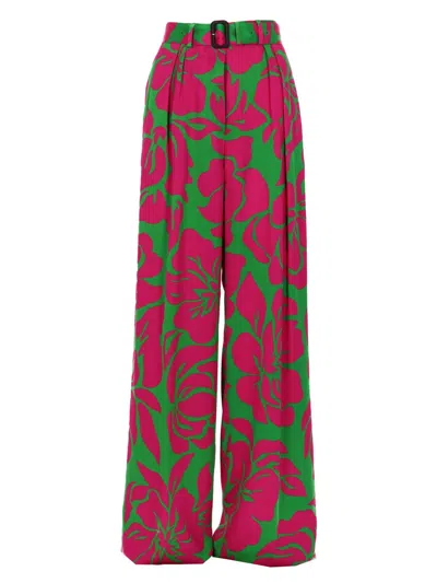 Dries Van Noten Peaches Bis High-waisted Floral Wide-leg Pants In Multi