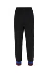 Dries Van Noten Block Design Cuffed Hem Elastic Waistband Trousers In Black