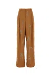 Dries Van Noten Women Caramel Viscose Blend Wide-leg Pant In Brown