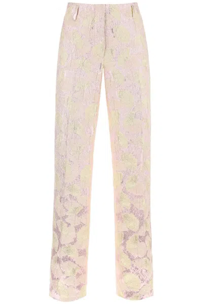 Dries Van Noten Parchia Bis Metallic Jacquard Pants In Grey