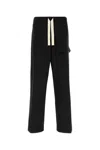 Dries Van Noten Wide Leg Wool Pant With Elastic Waistband In Black