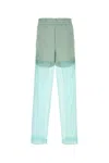 Dries Van Noten Sheer Overlay Elastic Waistband Back Pockets In Blue