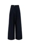 Dries Van Noten Pleated Denim Wide-leg Pants In Blue