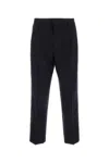 Dries Van Noten Wide Wool Blend Gabardine Pants In Blue