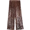 Dries Van Noten Brown Wide Trousers With Micro Sequins In Brown
