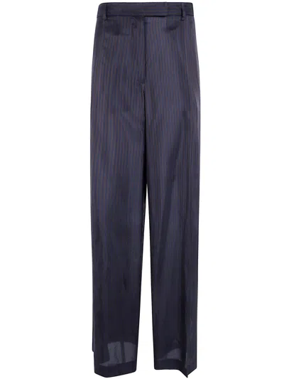 Dries Van Noten Penn Striped High Waisted Tailored Pants In Blue