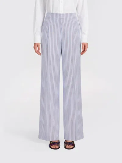 Dries Van Noten Striped Cupro Palazzo Trousers In Blue