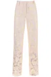 Dries Van Noten Parchia Shell Print Metallic Brocade Pants In Metallico