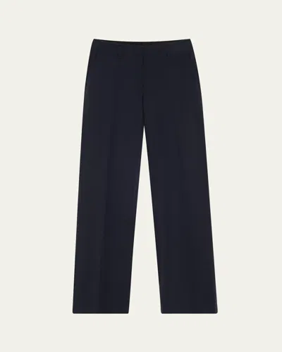 Dries Van Noten Parchia Bis Straight Leg Wool Pants In Navy