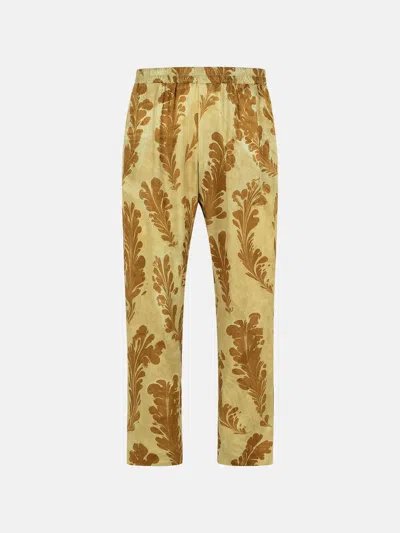 Dries Van Noten 'parkino' Green Viscose Pants In Beige