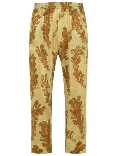 Dries Van Noten All-over Print Viscose Trousers In Beige