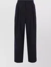 Dries Van Noten Partan Pleated Trousers Cuffed Hem In Blue