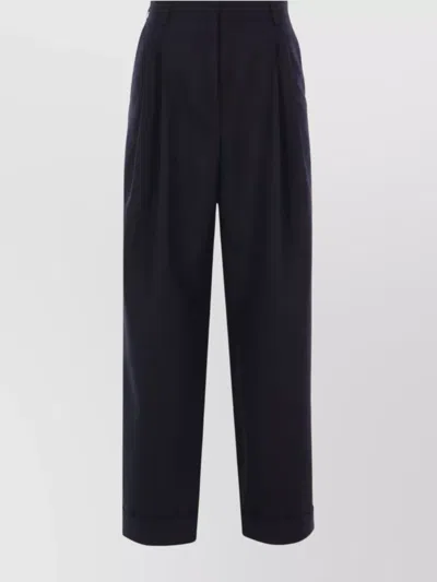 Dries Van Noten Partan Pleated Trousers Cuffed Hem In Blue