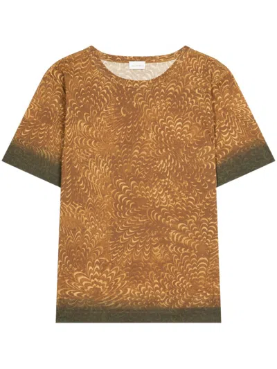 Dries Van Noten Paste Paper All-over Print T-shirt In Brown