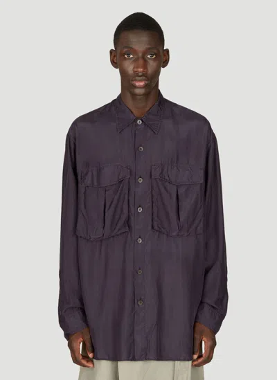 Dries Van Noten Patch Pockets Silk Shirt In Purple