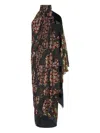 Dries Van Noten Turtle Neck One Sleeve Layered Long Dress In Black