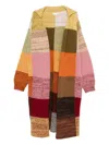 Dries Van Noten Long Patchwork Coat Ribbed Cuffs In Multi