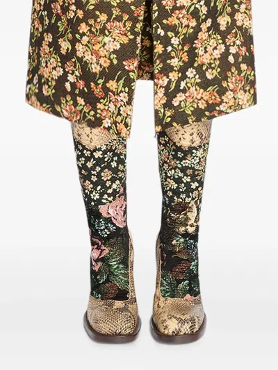 Dries Van Noten Patchwork Leather Boots In Neutral
