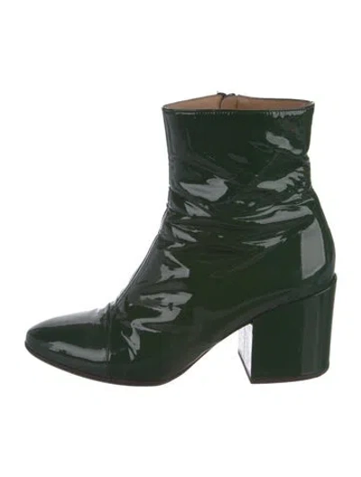 Pre-owned Dries Van Noten Patent Leather Boots In Green