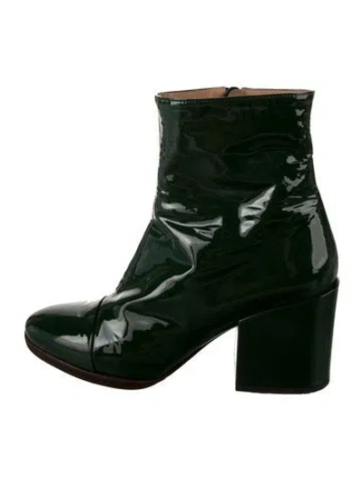 Pre-owned Dries Van Noten Patent Leather Boots In Green