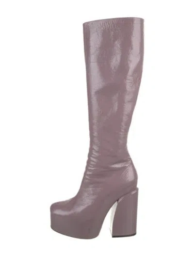 Pre-owned Dries Van Noten Patent Leather Boots In Purple