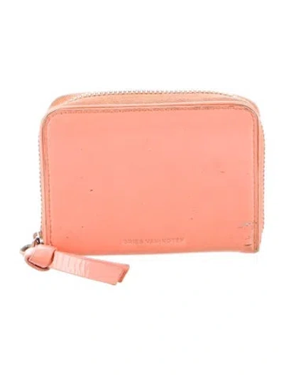 Pre-owned Dries Van Noten Patent Leather Compact Wallet In Orange