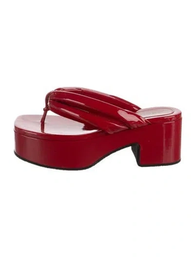Pre-owned Dries Van Noten Patent Leather Flip Flops In Red