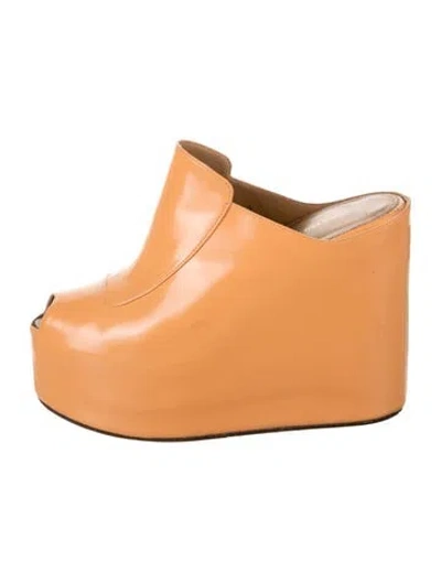 Pre-owned Dries Van Noten Patent Leather Mules In Orange